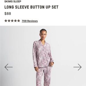 SKIMS Long Sleeve Button Up Set - Pink Print bloom new in bag
